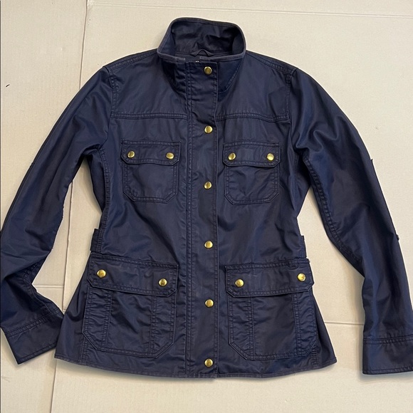 J.CREW DOWNTOWN BLUE WAXED COTTON FIELD JACKET SIZE SMALL - Picture 1 of 16